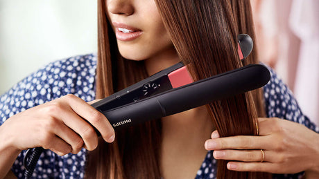 Philips Placa de par Philips StraighCare Essential, tehnologie ThermoProtect, placi cu infuzie de cheratina, Negru