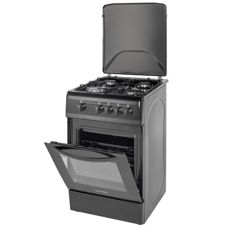 NobeLTek Cooking Aragaz Nobeltek, 50x60, plita si cuptor pe gaz, siguranta plita si cuptor, echipat cu diuze GPL, diuze GN de schimb, capac tabla, negru