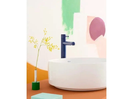 Roca Baterie lavoar Roca, Gama NU, monocomanda, marime XL, levier metalic PIN, cartus ceramic, fara set de evacuare, cobalt blue, albastru