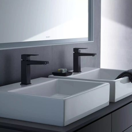 Duravit Baterie lavoar Duravit, Manhattan single lever bas. mixer M with pull-rod, monocomanda, marime M, cartus ceramic, fara set de evacuare, schwarz mat, negru mat