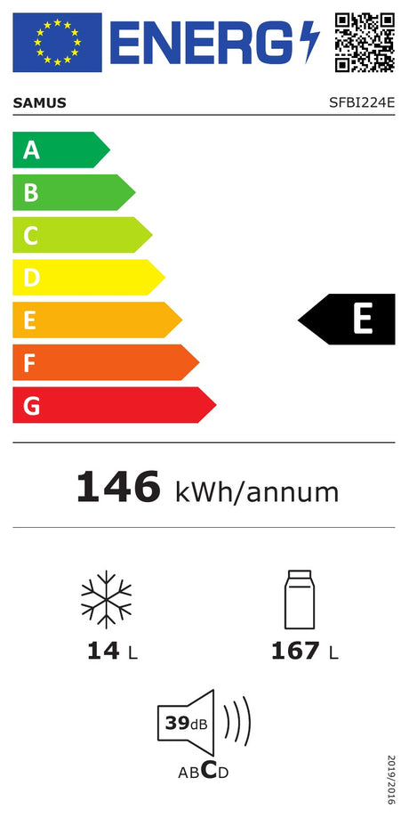 Frigider Samus | 181L, Clasic - Etichetă energetică