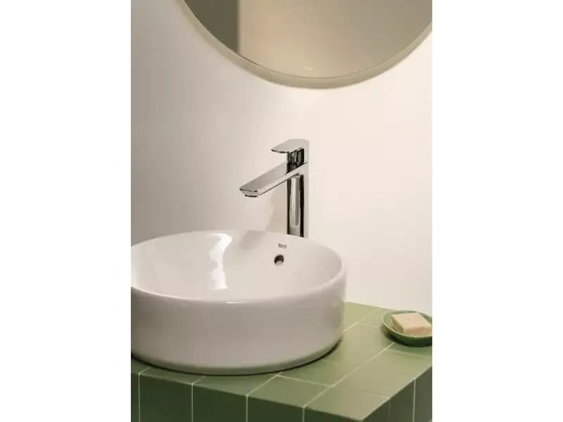 Roca Baterie lavoar Roca, Gama Cala, monocomanda, marime XL, levier metalic, cartus ceramic, fara set de evacuare, alb