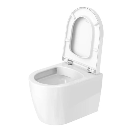 Duravit Vas wc Duravit, Toilet WM 480mm ME by Starck white washdown, Durafix, rimless, suspendat, evacuare orizontala, fara capac (0020110000 / 0020190000), design slim, alb