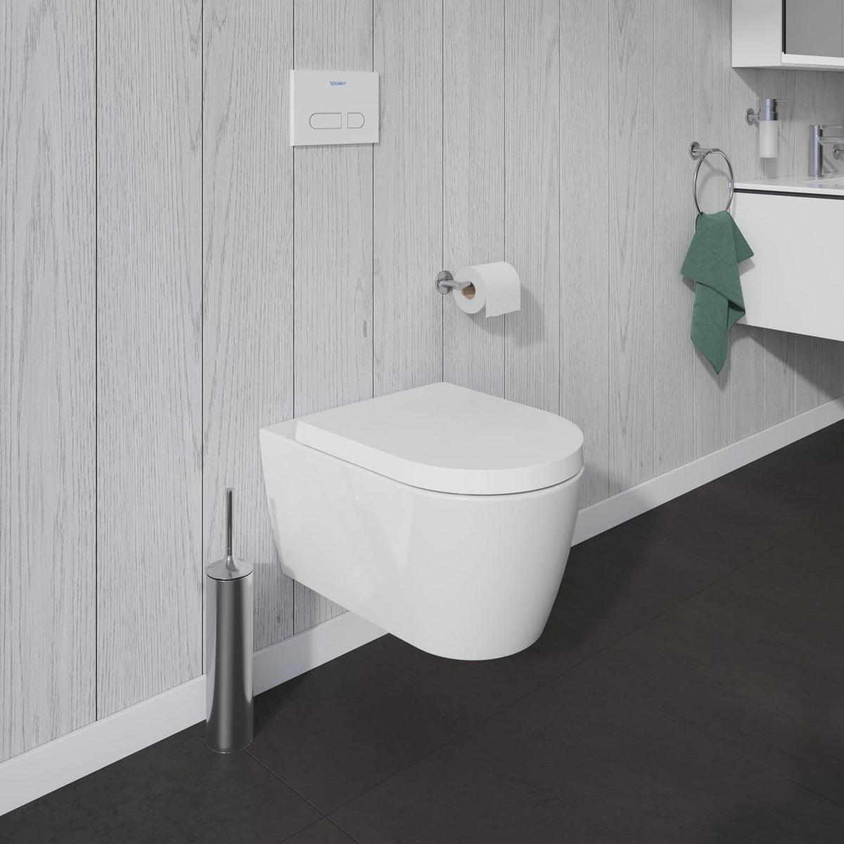 Duravit Vas wc Duravit, Toilet WM 570mm ME by Starck white washdown, Durafix, suspendat, evacuare orizonatala, fara capac (0020010000, 0020090000), alb