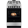 Electrolux Aragaz Electrolux, Gaz, 4 arzatoare, Aprindere integrata plita si cuptor, Siguranta plita si cuptor, Autocuratare catalitica, Grill electric, Rotisor, 50 cm, Inox
