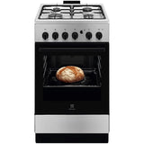 Electrolux Aragaz Electrolux, Gaz, 4 arzatoare, Aprindere integrata plita si cuptor, Siguranta plita si cuptor, Autocuratare catalitica, Grill electric, Rotisor, 50 cm, Inox