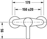 Duravit Baterie dus Duravit, B.2 Single lev.shower mix.exposed, monocomanda, aparenta, cartus ceramic, crom