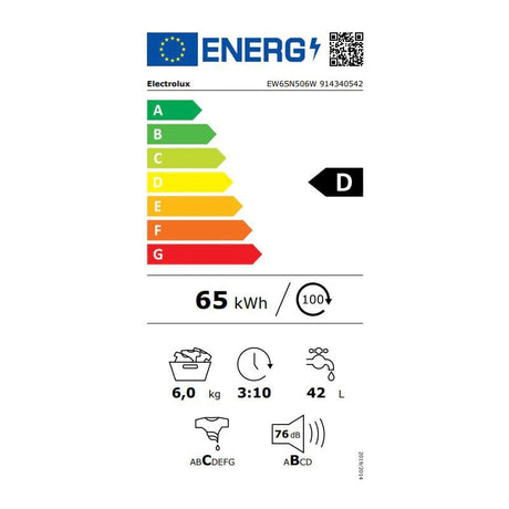 Electrolux asina de spalat rufe slim Electrolux, 6 kg, 1000 rpm, Clasa D, Afisaj LED, Sensicare, Alb