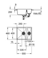 Grohe Chiuveta bucatarie Chiuveta Grohe K500 31648AP0 | 555x460mm, 2 Boluri, Granit Negru