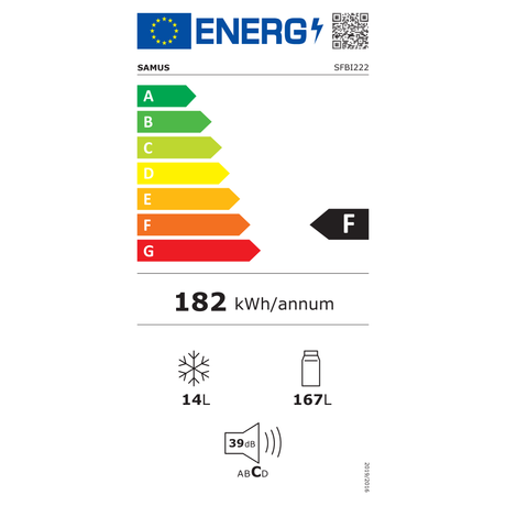Frigider cu O Ușă Samus SFBI222 | 181L, Clasic, Alb