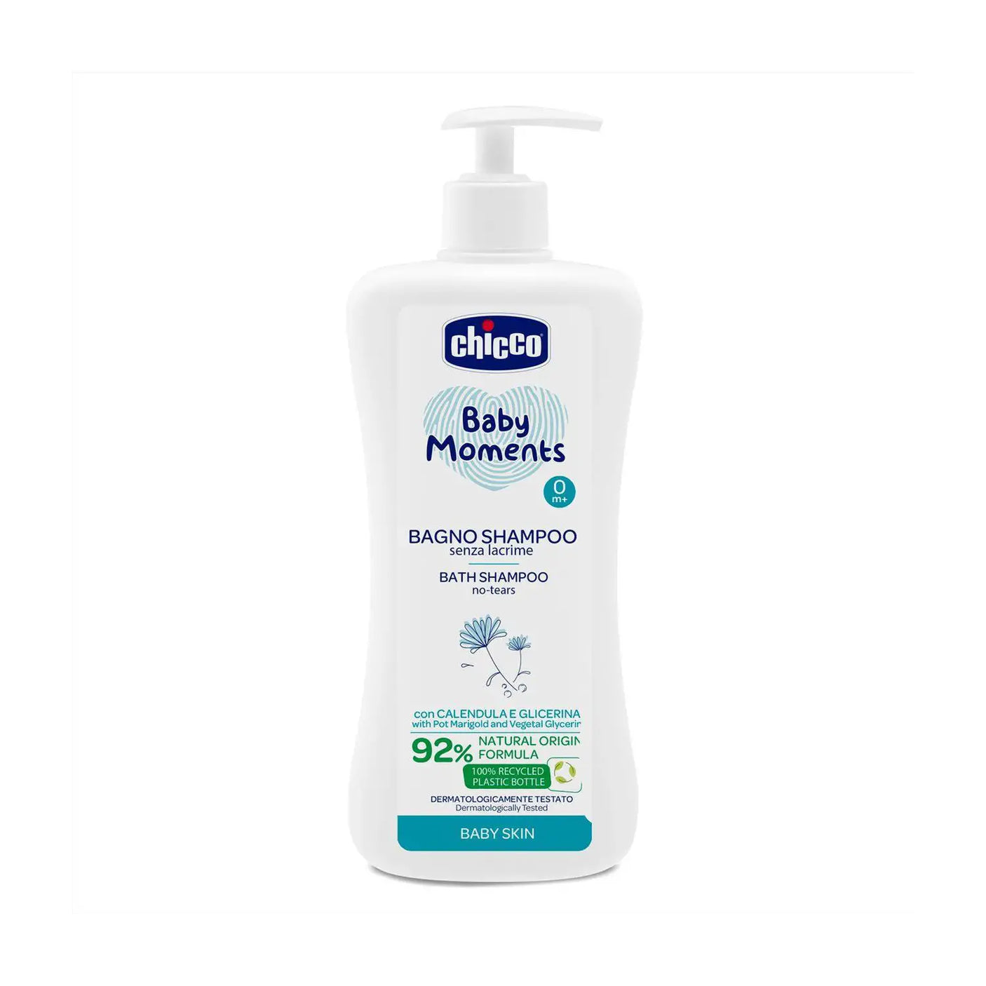 Gel de Dus și Sampon 2 în 1 Fara Lacrimi Chicco Baby Moments Baby Skin, 750ml, 0 Luni+
