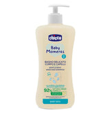Gel de Dus și Sampon Fara Lacrimi Chicco Baby Moments Baby Skin, 500ml, 0luni+