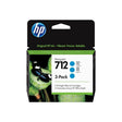 HP Pachet 3 cartușe cerneală HP 712 Cyan (3ED77A) pentru imprimante HP DesignJet