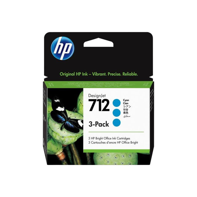HP Pachet 3 cartușe cerneală HP 712 Cyan (3ED77A) pentru imprimante HP DesignJet
