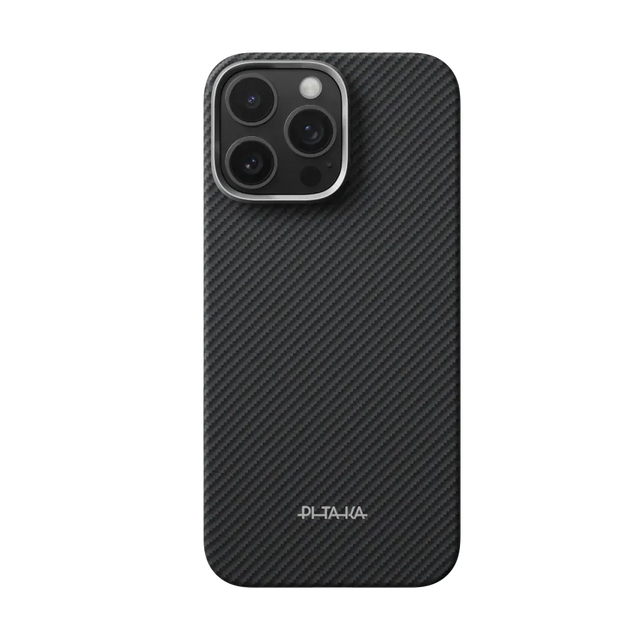 Husa Pitaka pentru iPhone 16 Pro, Ultra-Slim Case PitaTap™, Negru/Gri