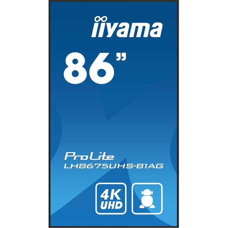 IIYAMA Display profesional iiyama LH8675UHS-B1AG pentru semnalistică digitală, 86", 4K UHD