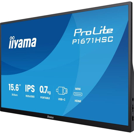 IIYAMA Monitor portabil iiyama P1671HSC-B1 16” pentru laptop, extensie ecran si productivitate in deplasare