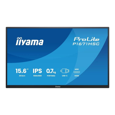 IIYAMA Monitor portabil iiyama P1671HSC-B1 16” pentru laptop, extensie ecran si productivitate in deplasare