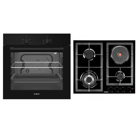 Pachet Built-In Samus SC620G4B+PSGE-63SB1 | Cuptor + Plită, Negru