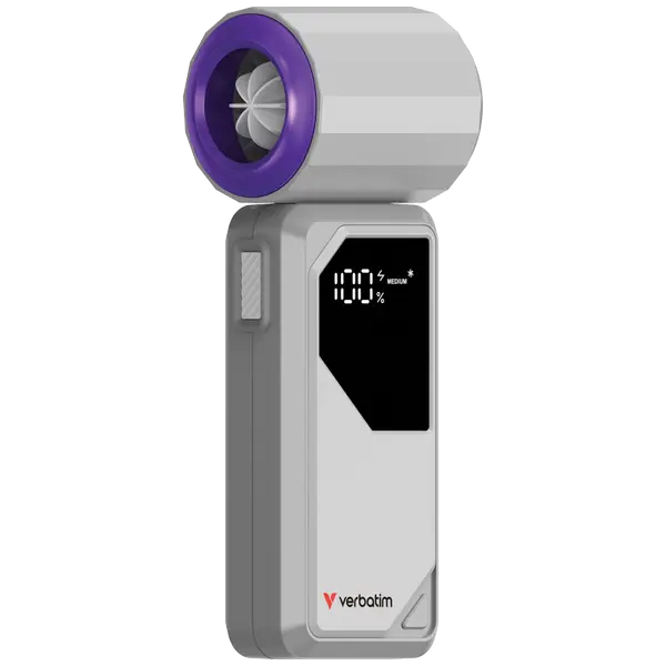 Ventilator portabil Cool'n'Go AirJet G/P VerbatimGrey/Purple, 4000mAh, 20000rpm, LED Display