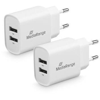 MediaRange Adaptor priza Incarcator USB MediaRange MRMA114 | 12W, 2 Porturi USB, Alb