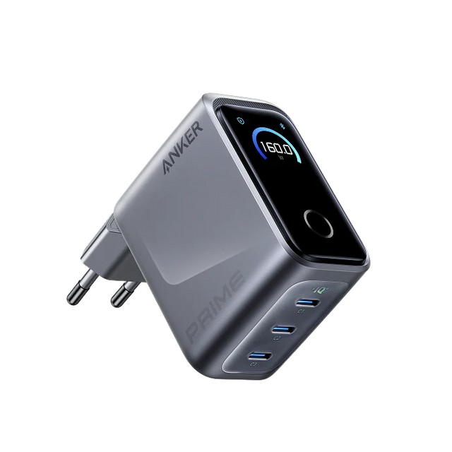Incarcator Retea Anker Prime 160W, 3x USB-C, Smart Display, Gri