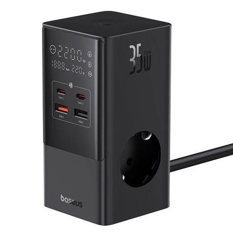 Baseus Incarcator Incarcator Retea Baseus PowerCombo Tower Digital E00023606113-00 | 3AC, 2USB, 2USB-C, 35W