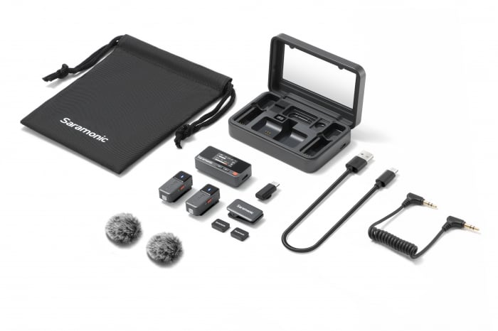 Kit microfon wireless Saramonic Air-02, 3.5mm TRS2 x lavaliere, 2 x mic; 1 x receptor, carcasa inc.