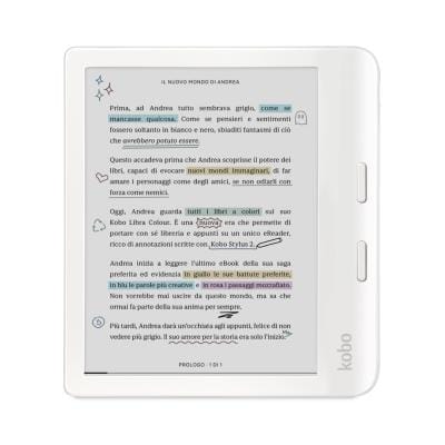 Kobo eBook Reader Kobo Libra Colour Alb, Ecran E Ink Color, Design Ergonomic, Model N428-KU-WH-K-CK