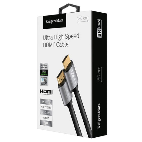 Kruger Matz Cablu HDMI Cablu Kruger Matz KM1265 | 48GB, 180cm, 4K UHD, 48Gbps, Roșu