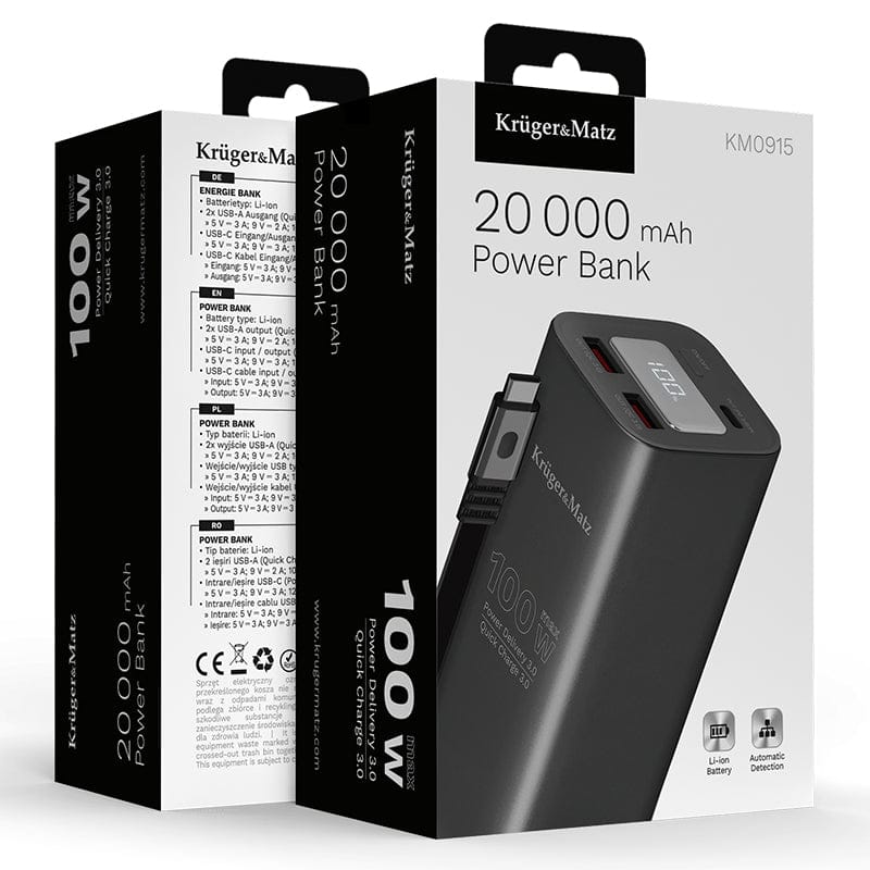 Kruger Matz Power bank Power Bank Kruger Matz KM0915 | 100W, Negru