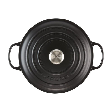 Le Creuset Vas rotund din fontă emailată Le Creuset Signature Roaster 22 cm, Negru