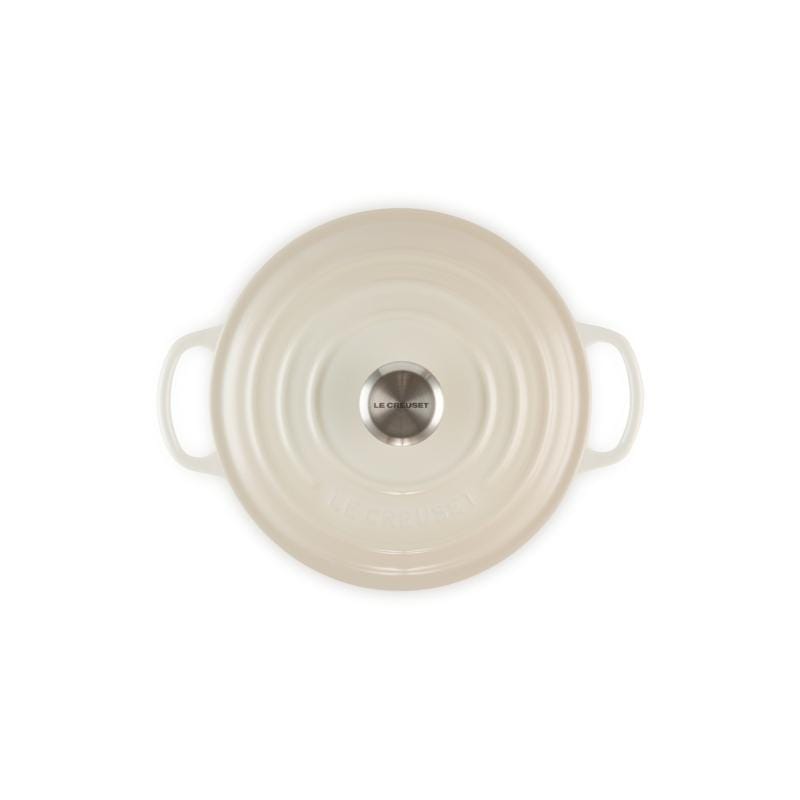 Le Creuset Vas rotund pentru friptură Le Creuset Signature 22 cm, fontă emailată, culoare Meringue creme