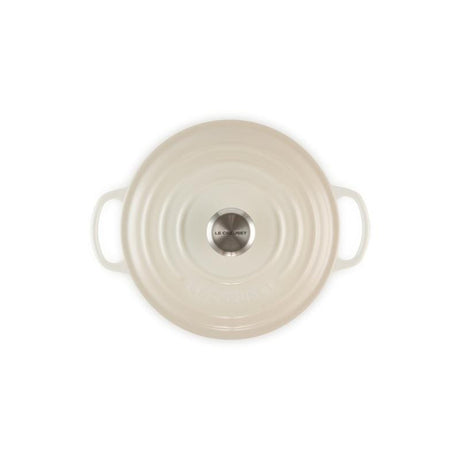 Le Creuset Vas rotund pentru friptură Le Creuset Signature 22 cm, fontă emailată, culoare Meringue creme