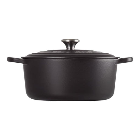 Le Creuset Cratită rotundă Le Creuset Signature 26 cm din fontă emailată cu capac, negru, pentru cuptor și inducție