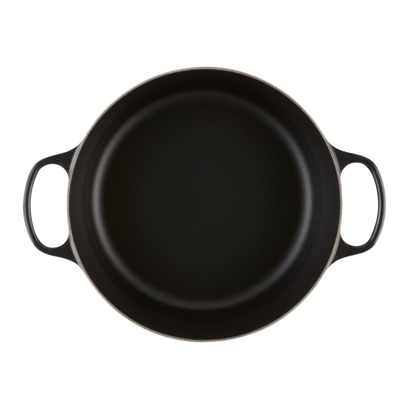 Le Creuset Cratită rotundă Le Creuset Signature 26 cm din fontă emailată cu capac, negru, pentru cuptor și inducție