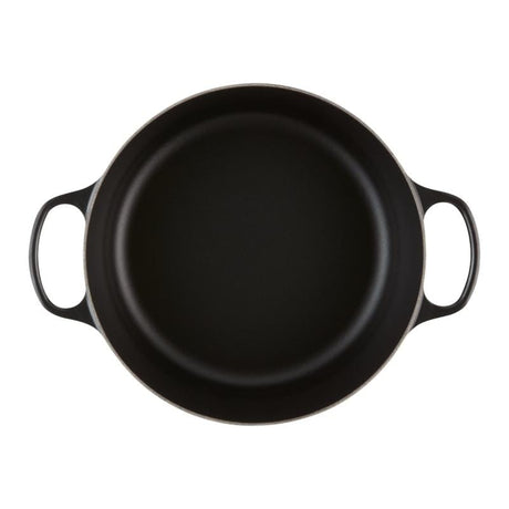 Le Creuset Cratită rotundă Le Creuset Signature 26 cm din fontă emailată cu capac, negru, pentru cuptor și inducție
