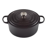 Le Creuset Cratită rotundă Le Creuset Signature 26 cm din fontă emailată cu capac, negru, pentru cuptor și inducție