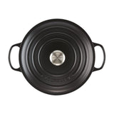 Le Creuset Cratită rotundă Le Creuset Signature 26 cm din fontă emailată cu capac, negru, pentru cuptor și inducție