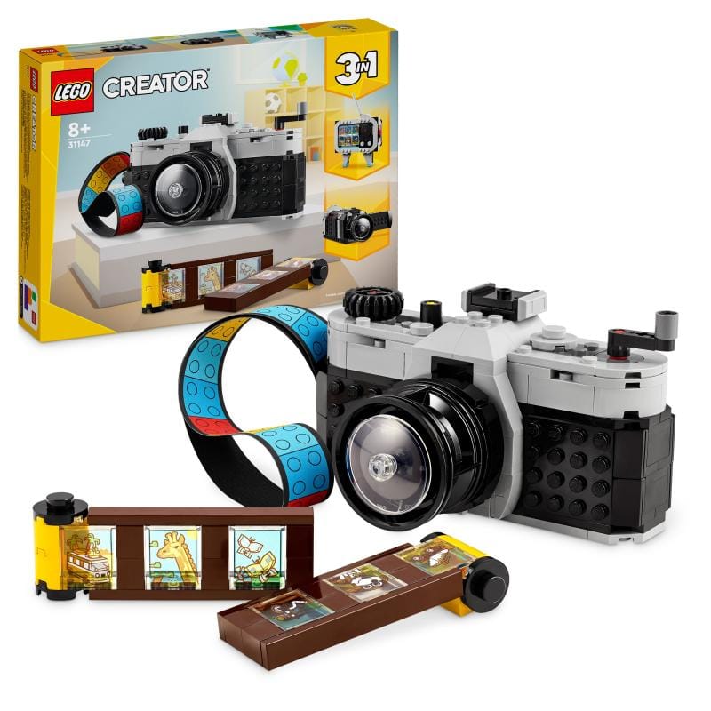 LEGO Set de construcție LEGO Creator 3-în-1 Retro Kamera 31147 – cameră foto vintage pentru expunere și cadou