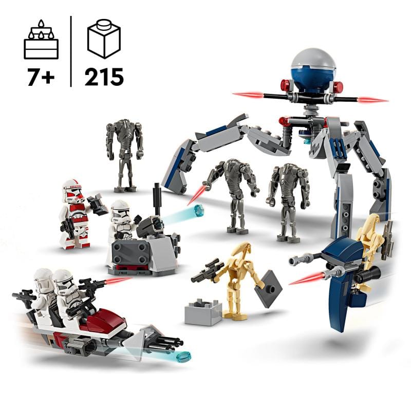Lego Set constructie Set LEGO Star Wars 75372 | Clone Trooper, Droid de Lupta, 195 Piese