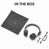 Logitech Cască wireless Logitech Zone Wireless 2 UC pentru business cu receiver USB, reducere zgomot, neagră, 981-001311