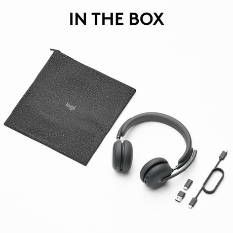 Logitech Cască wireless Logitech Zone Wireless 2 UC pentru business cu receiver USB, reducere zgomot, neagră, 981-001311