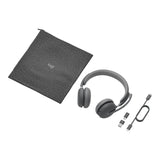 Logitech Cască wireless Logitech Zone Wireless 2 UC pentru business cu receiver USB, reducere zgomot, neagră, 981-001311