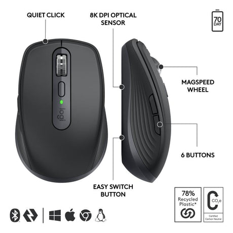 Logitech Mouse Mouse Logitech MX Anywhere 3S 910-006958 | Wireless, Compact, Business