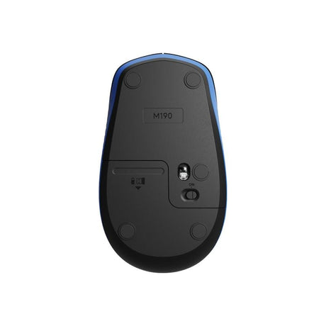 Logitech Mouse wireless Logitech M190, full-size, ergonomic, albastru, receptor USB, Plug & Play, 910-005907