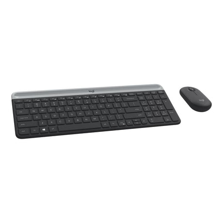 Logitech Set tastatură și mouse wireless Logitech MK470 Slim, layout german DE, receptor USB, negru (920-009188)