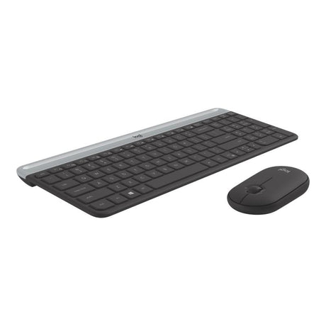Logitech Set tastatură și mouse wireless Logitech MK470 Slim, layout german DE, receptor USB, negru (920-009188)