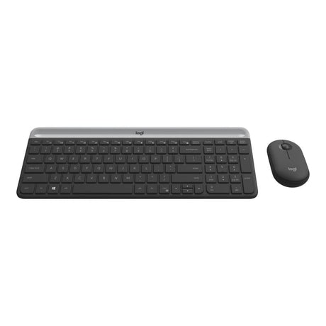 Logitech Set tastatură și mouse wireless Logitech MK470 Slim, layout german DE, receptor USB, negru (920-009188)