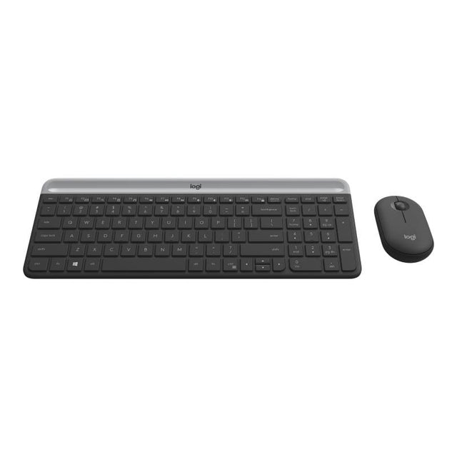 Logitech Set tastatură și mouse wireless Logitech MK470 Slim, layout german DE, receptor USB, negru (920-009188)